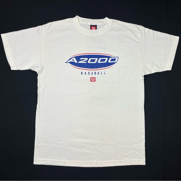 Vtg Wilson A2000 Baseball Mens T-Shirt Sz Large 90s Y2K White EUC A6 - Picture 1 of 8